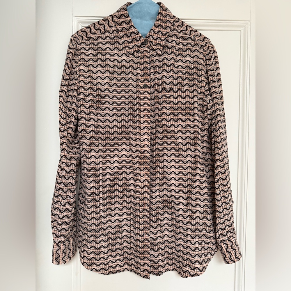 Equipment Pink and Black Zigzag Button-Down Shirt